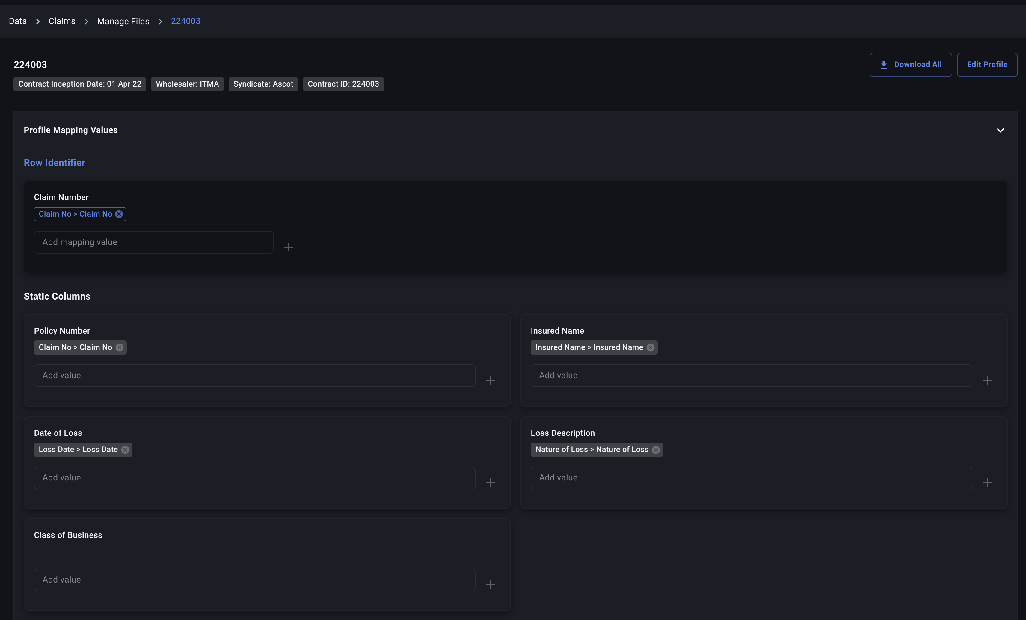 DataProfilePossibleValues